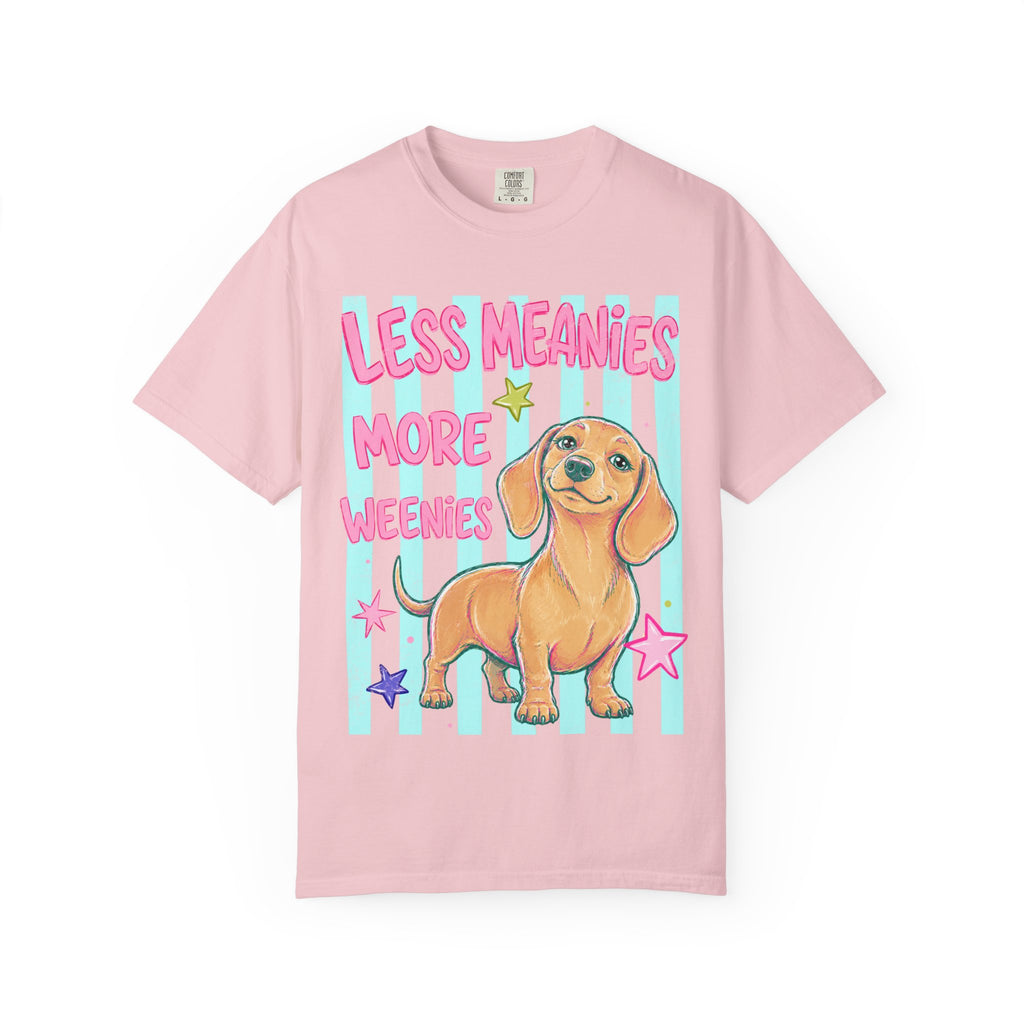 Less Meanies More Weenies T-shirt | Cute Dachshund Graphic, Pastel Stars