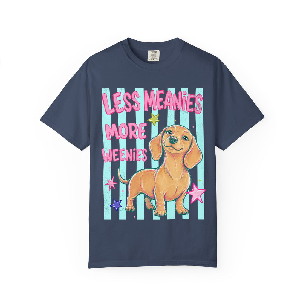 Less Meanies More Weenies T-shirt | Cute Dachshund Graphic, Pastel Stars