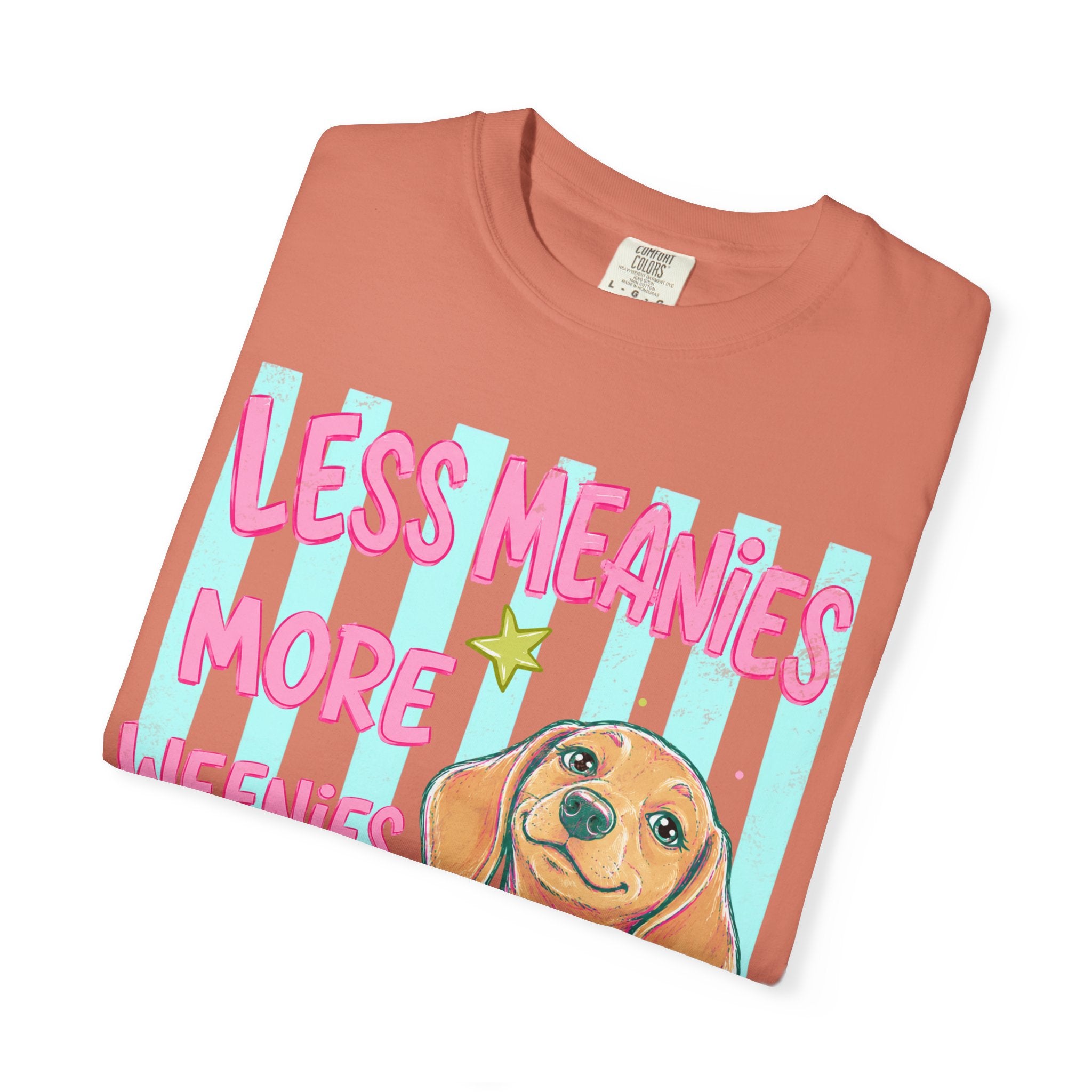 Less Meanies More Weenies T-shirt | Cute Dachshund Graphic, Pastel Stars