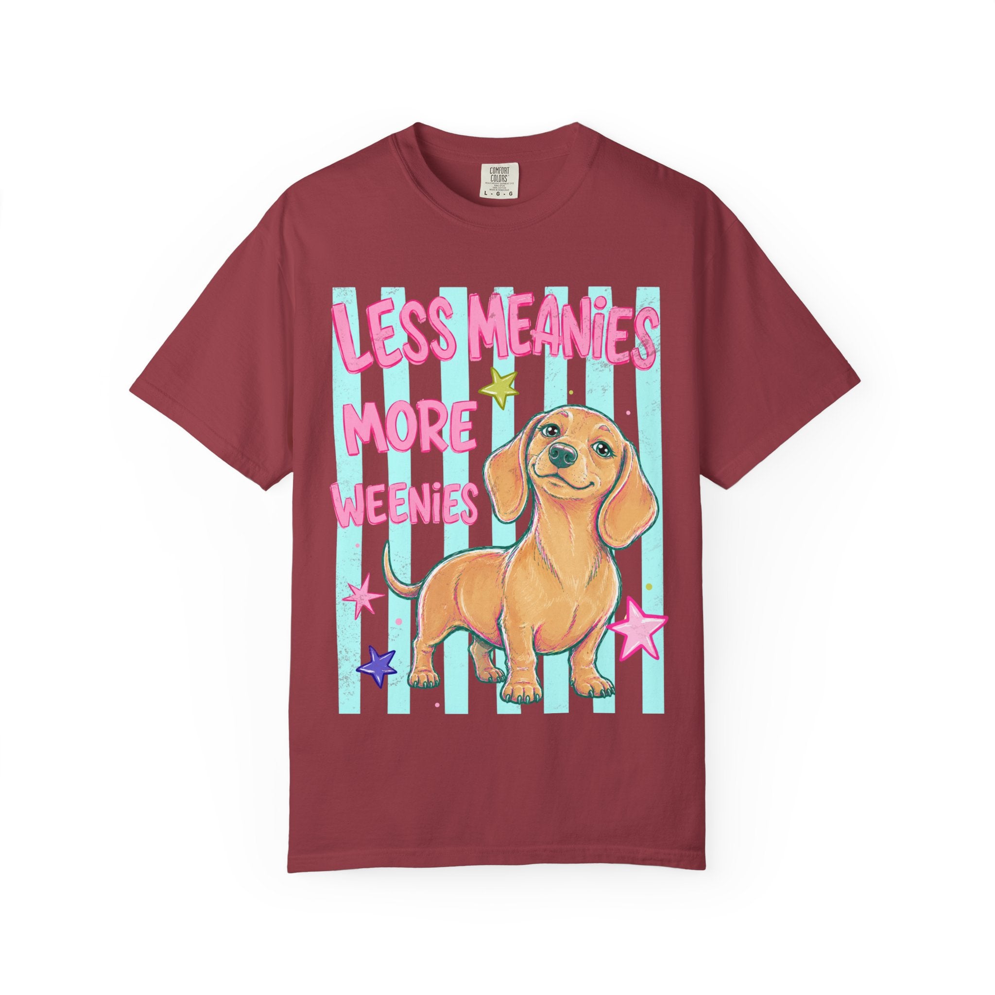 Less Meanies More Weenies T-shirt | Cute Dachshund Graphic, Pastel Stars