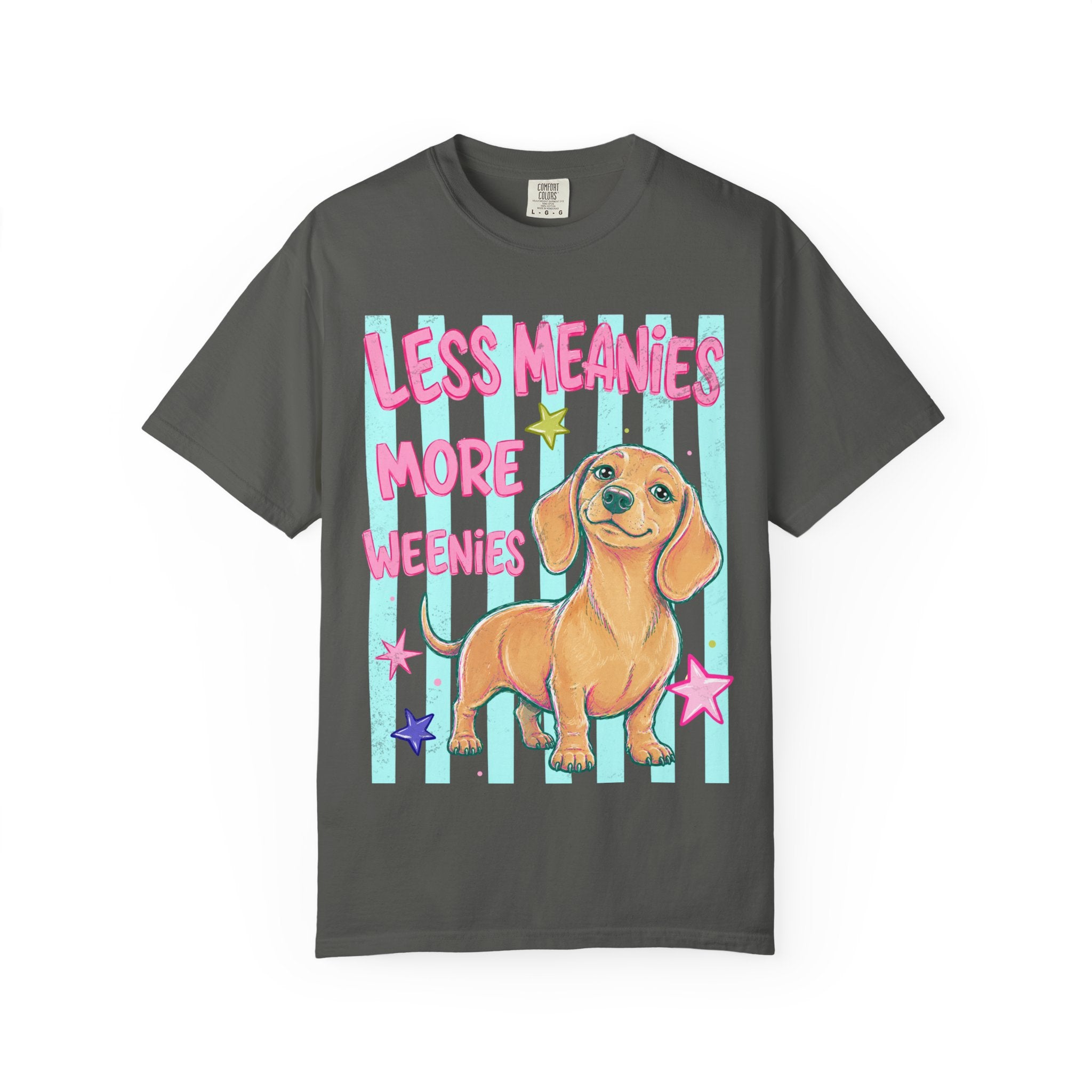Less Meanies More Weenies T-shirt | Cute Dachshund Graphic, Pastel Stars