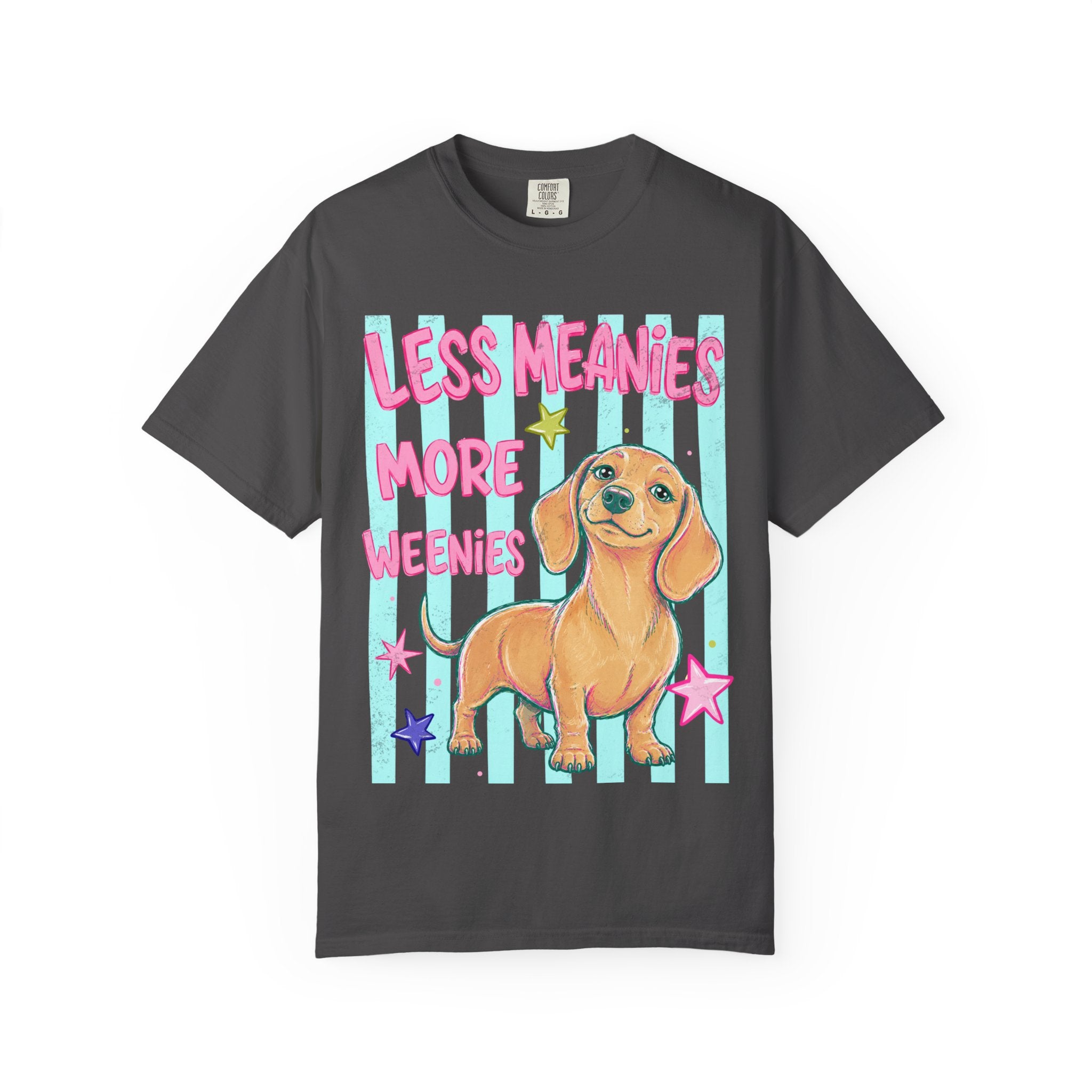Less Meanies More Weenies T-shirt | Cute Dachshund Graphic, Pastel Stars