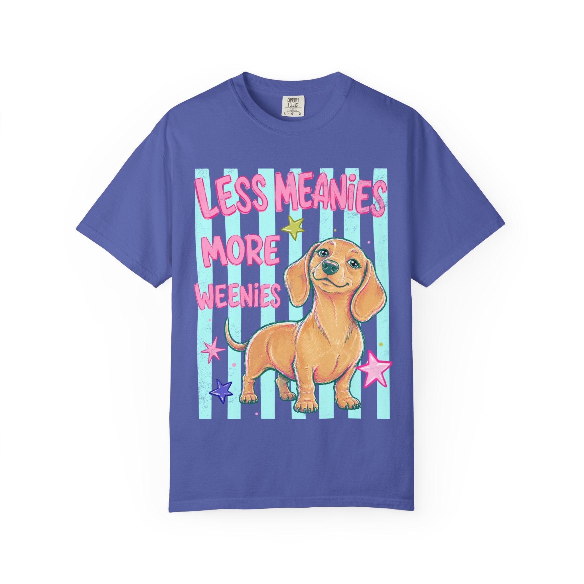 Less Meanies More Weenies T-shirt | Cute Dachshund Graphic, Pastel Stars