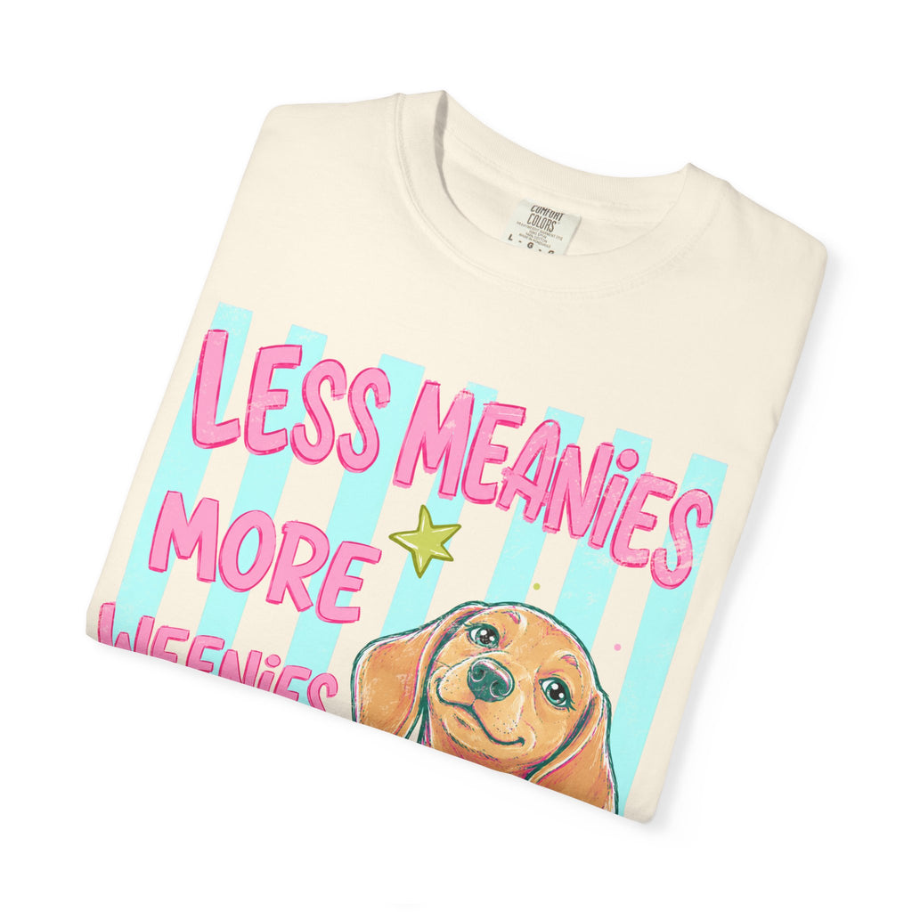 Less Meanies More Weenies T-shirt | Cute Dachshund Graphic, Pastel Stars