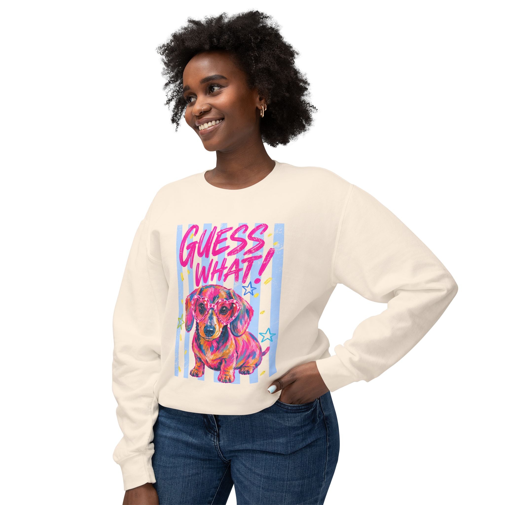 Guess What? Weiner Butt! Dachshund Graphic Sweater