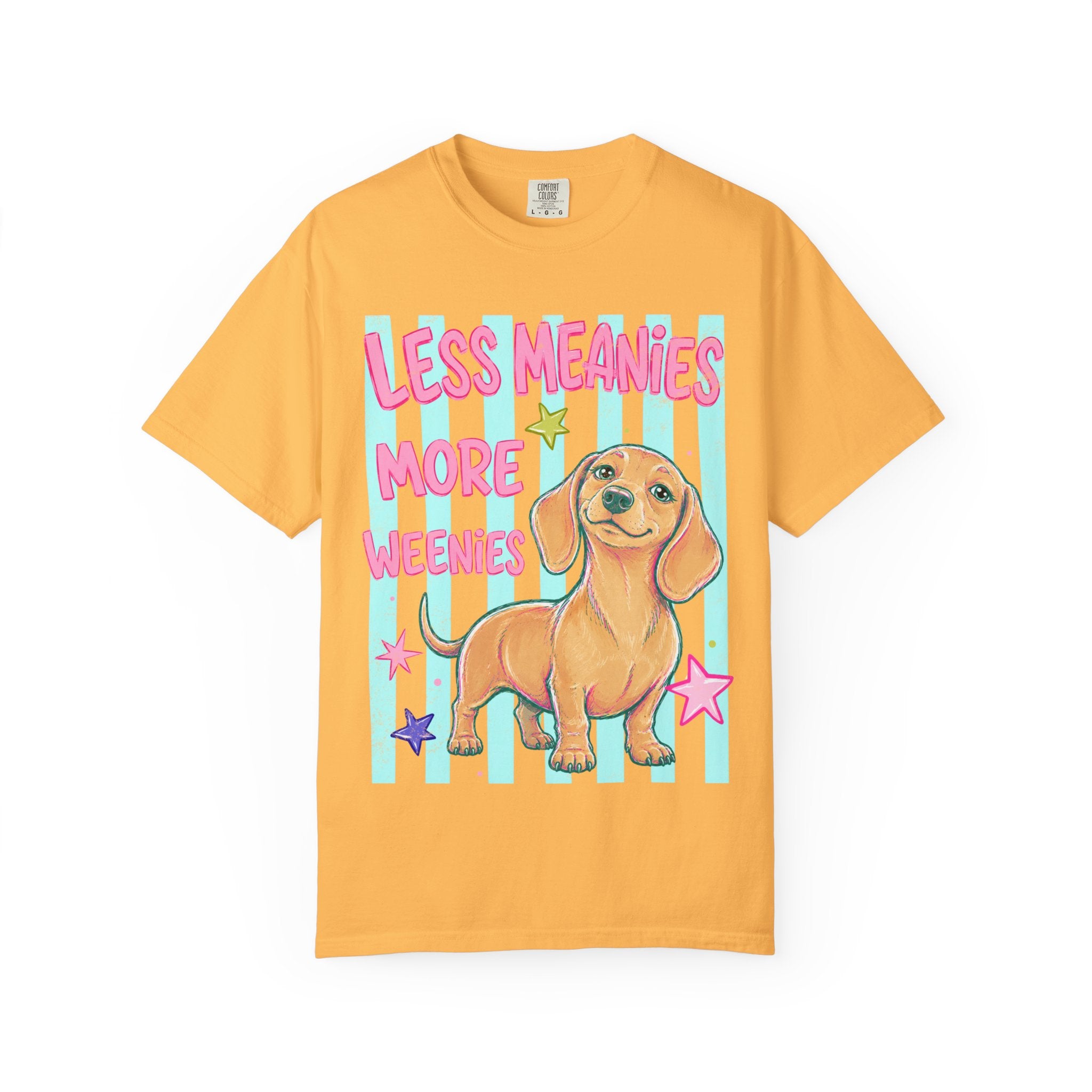 Less Meanies More Weenies T-shirt | Cute Dachshund Graphic, Pastel Stars