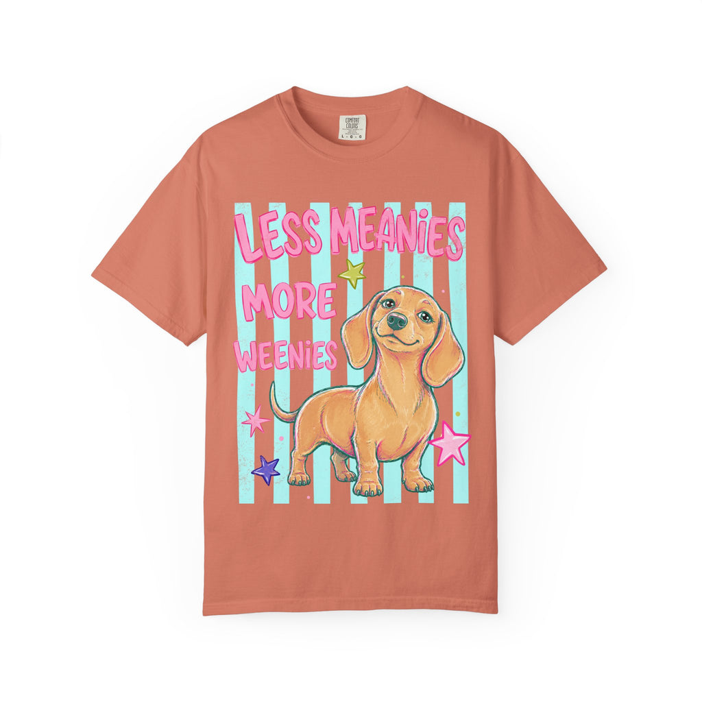 Less Meanies More Weenies T-shirt | Cute Dachshund Graphic, Pastel Stars