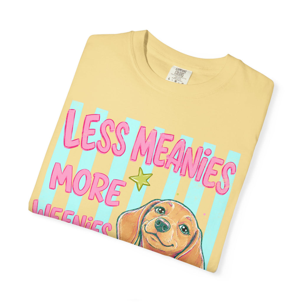 Less Meanies More Weenies T-shirt | Cute Dachshund Graphic, Pastel Stars
